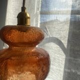 Vintage amber blown glass pendant light