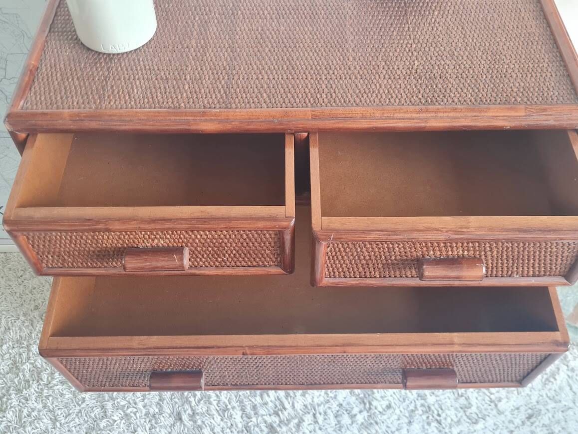 Vintage rattan chest of drawers circa 1960s
