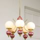Mid-Century Italian Brass, Opaline & Ceramic Chandelier