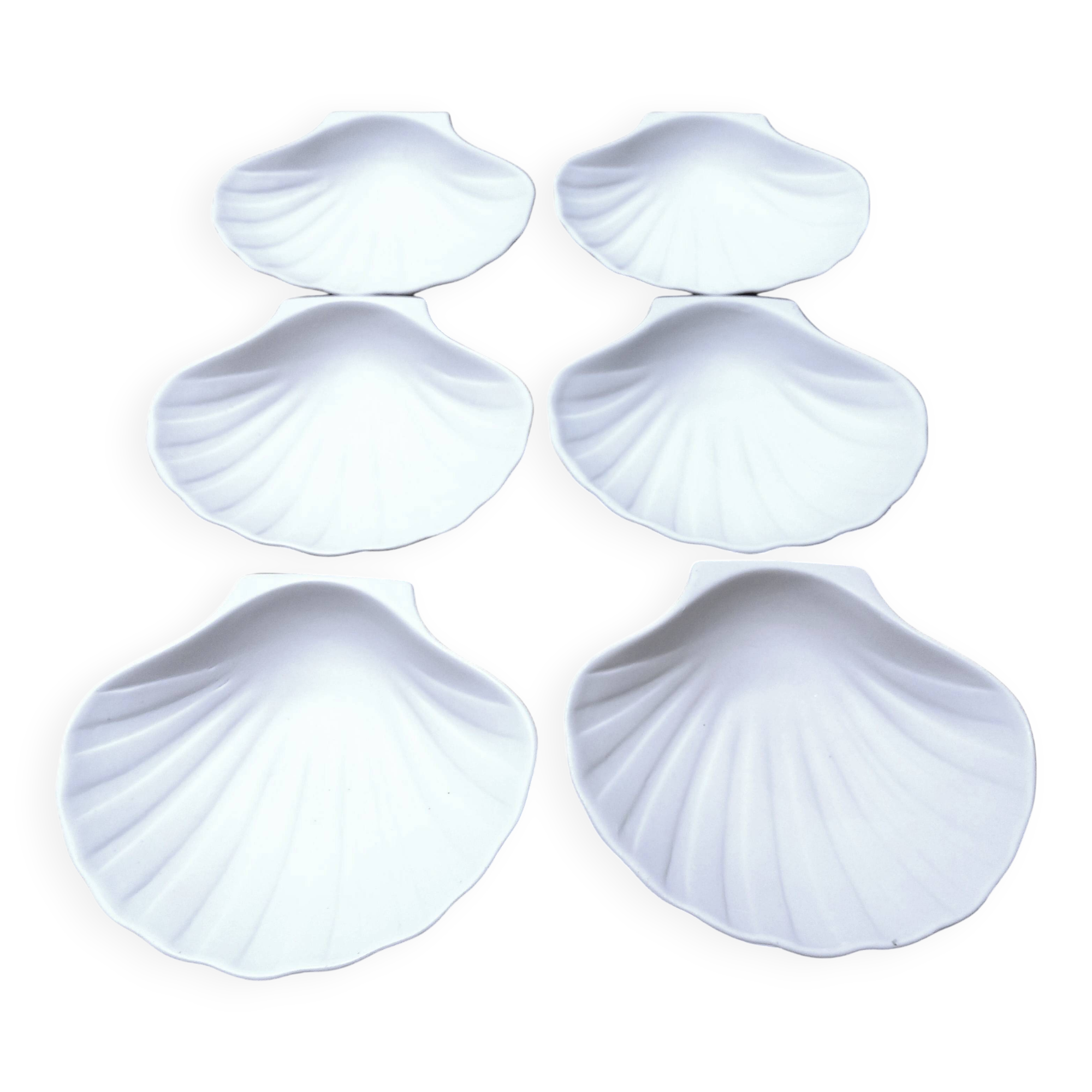 Set of 6 porcelain scallop shells for the oven