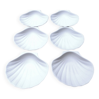 Set of 6 porcelain scallop shells for the oven