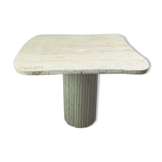 Natural travertine irregular dining table Athéna 80cm x 80cm