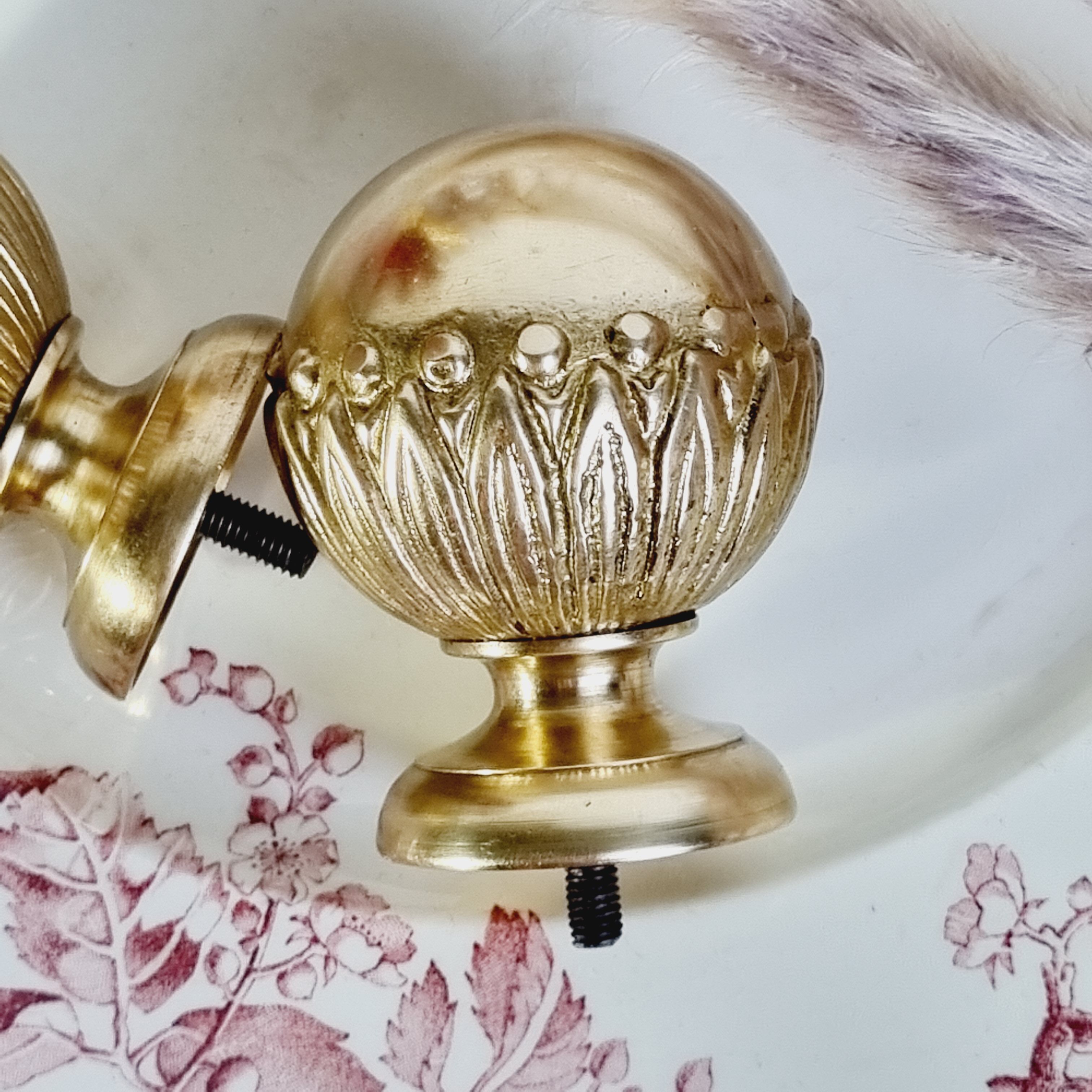 2 gilded brass door handles