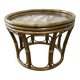 Vintage round side table/coffee table in rattan and wicker