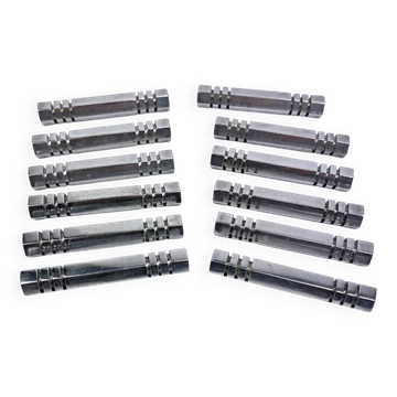 Set of 12 chrome metal knife rests by Louis Prodhon, Art Deco.