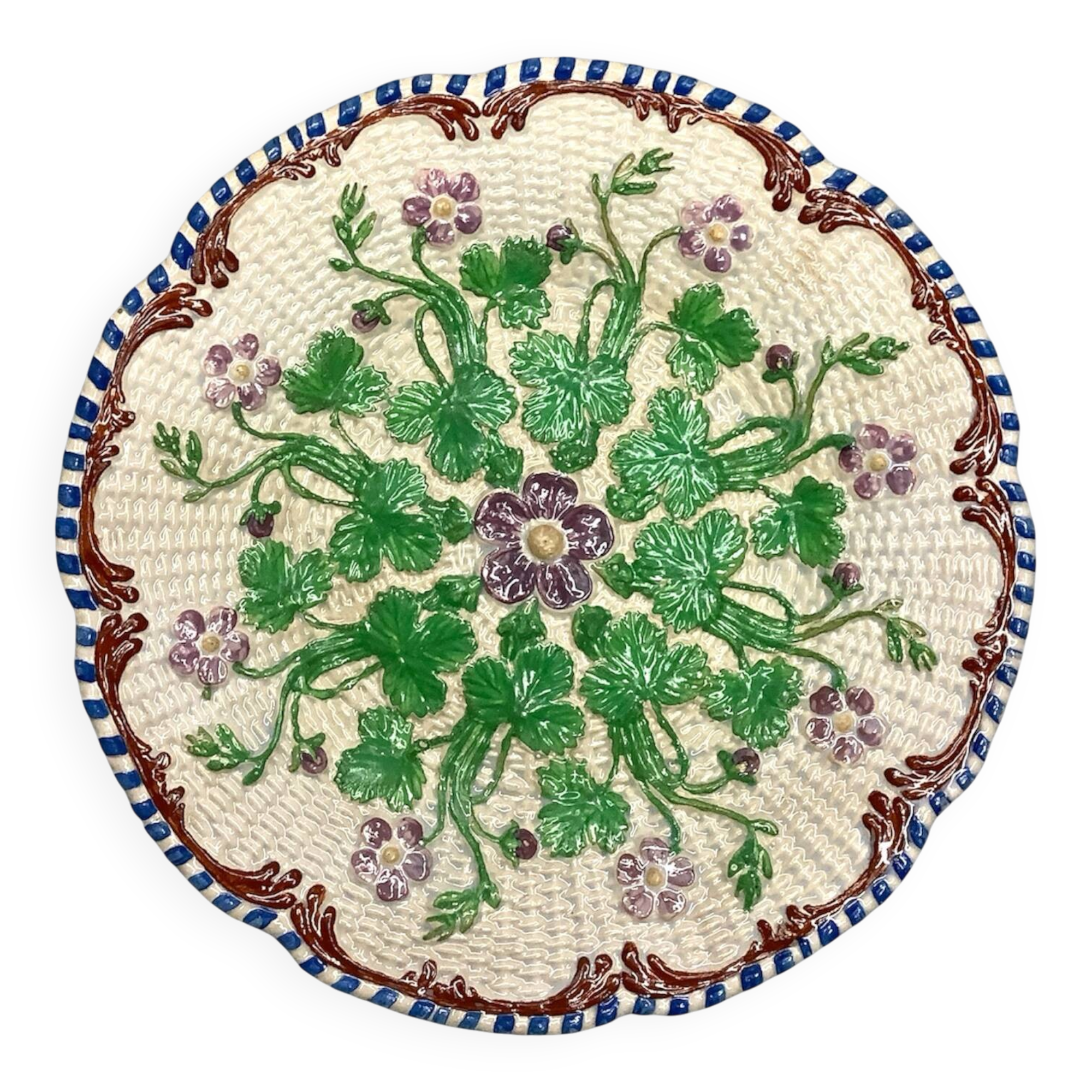Antique plate in majolica – strawberry decoration – Orchi pottery