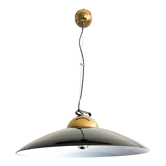 Chandelier in brass and black lacquered metal, Italy 70's