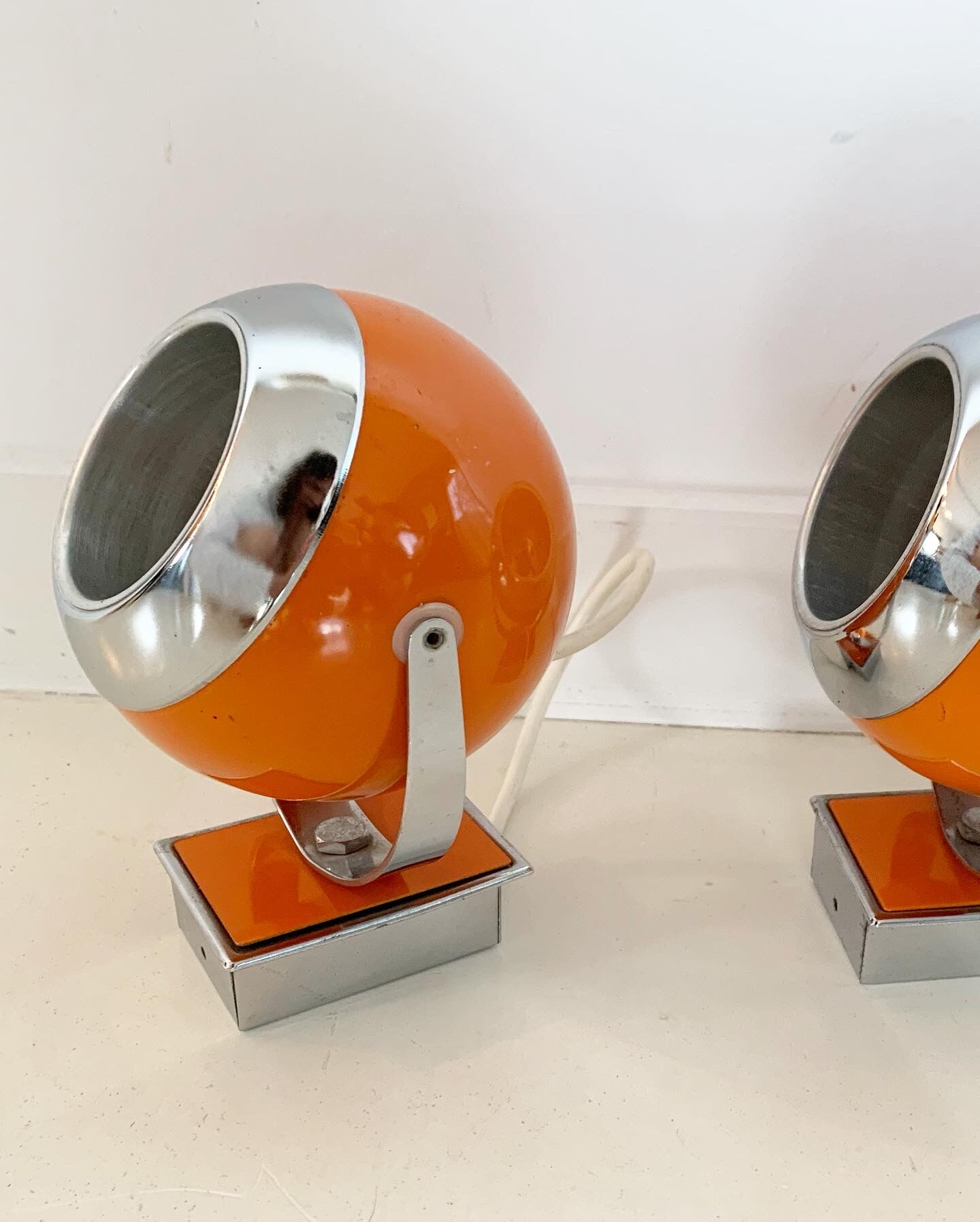 Set of 2 vintage eyeball orange appliques