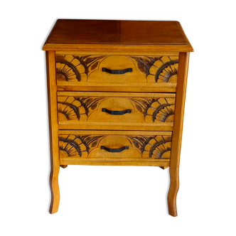 Chest of drawers 3 drawers art deco style in wood