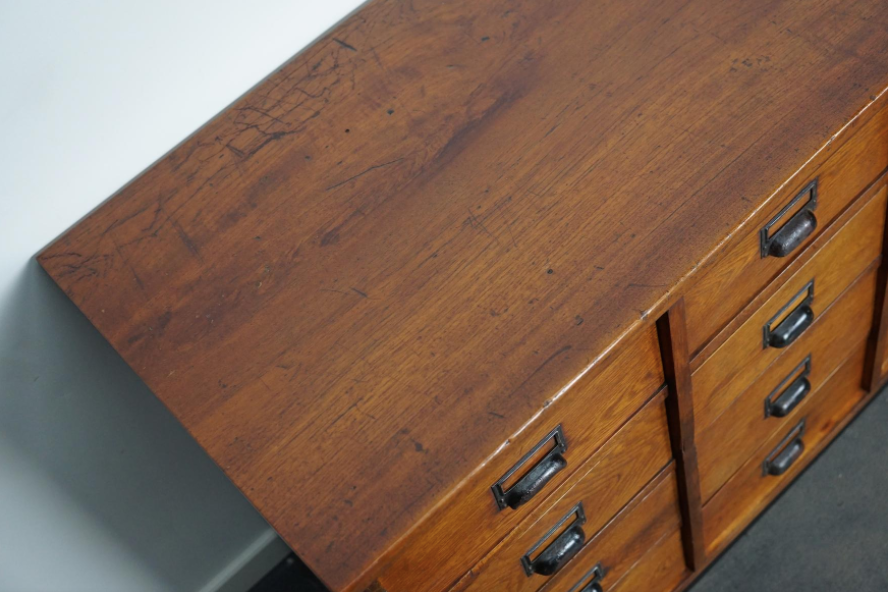 German apothecary cabinet in oak, mid-twentieth century