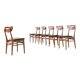 Set of six Danish dining chairs in teak and faux leather Denmark 1960