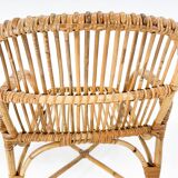 Fauteuil en rotin du milieu du siècle, Tchécoslovaquie, années 1970