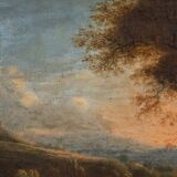 HST "The flight into Egypt, landscape at setting sun" by Hermann van Swanevelt (1600-1655)