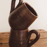 Pair of large mugs in pyrite stoneware