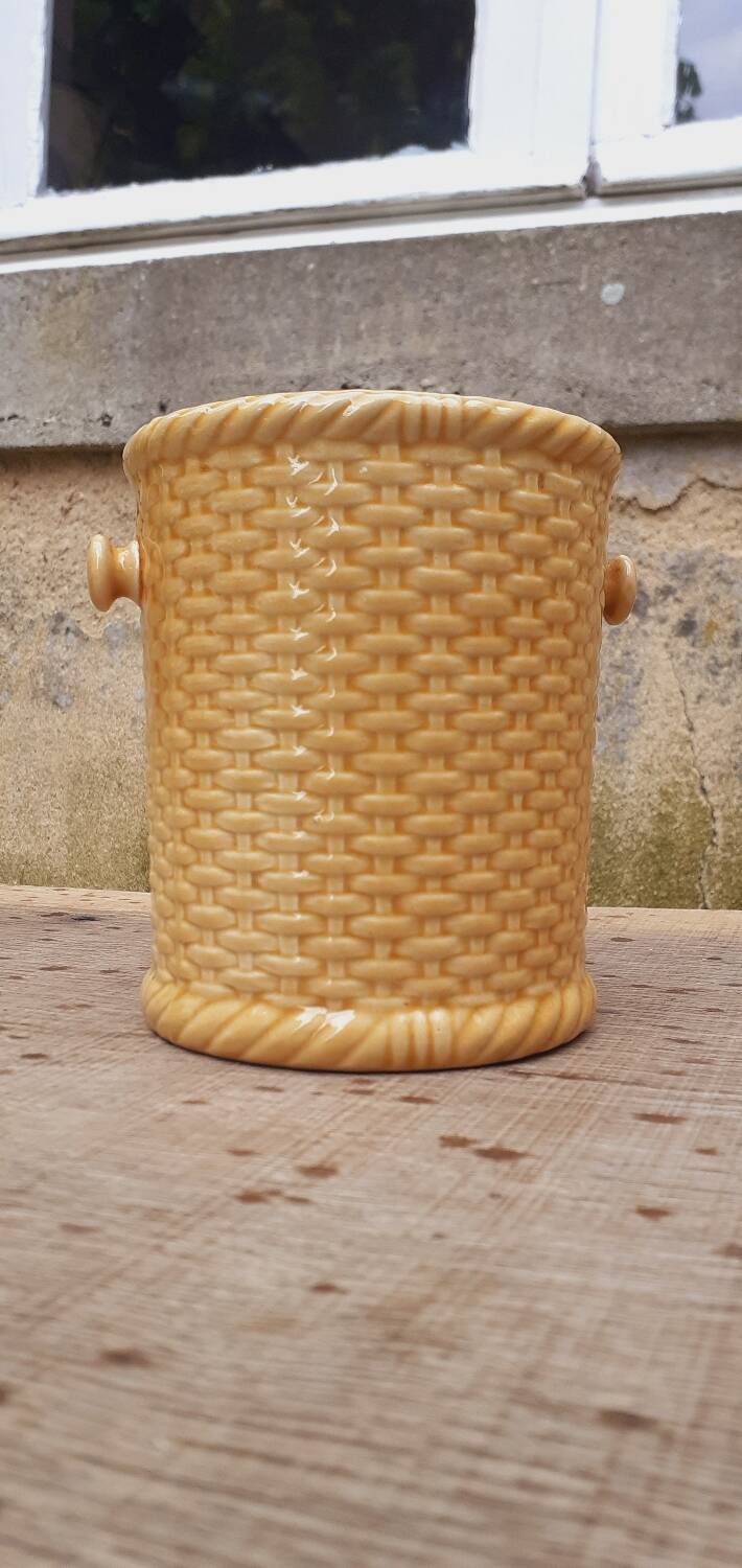 1950s Gien earthenware planter in a basket shape