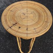 Table basse ronde en rotin style Audoux Minet