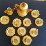 Service café 10 personnes grès Longchamp céramique craquelée vintage