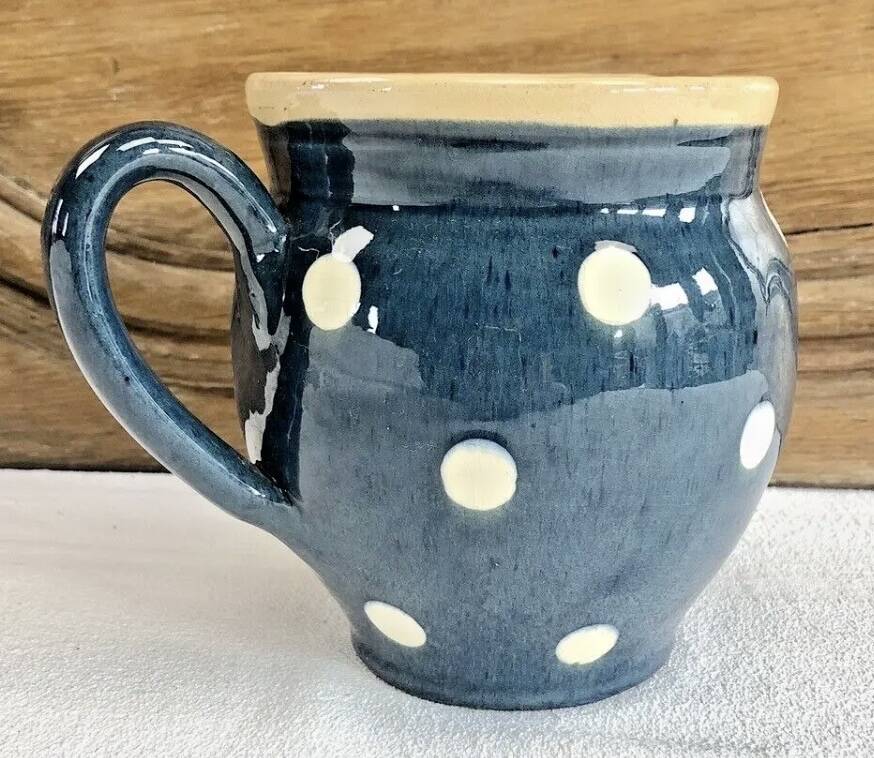 Blue Savoyard pitcher with polka dots