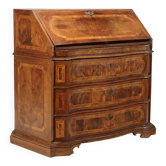 Cabinet à abattant ancien en noyer, 7 tiroirs, Italie, XVIIe siècle