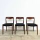 Scandinavian teak chair with black leatherette — Otto Møller style, 1960s