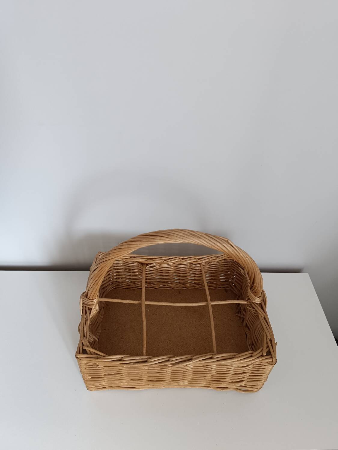 Vintage wicker bottle basket