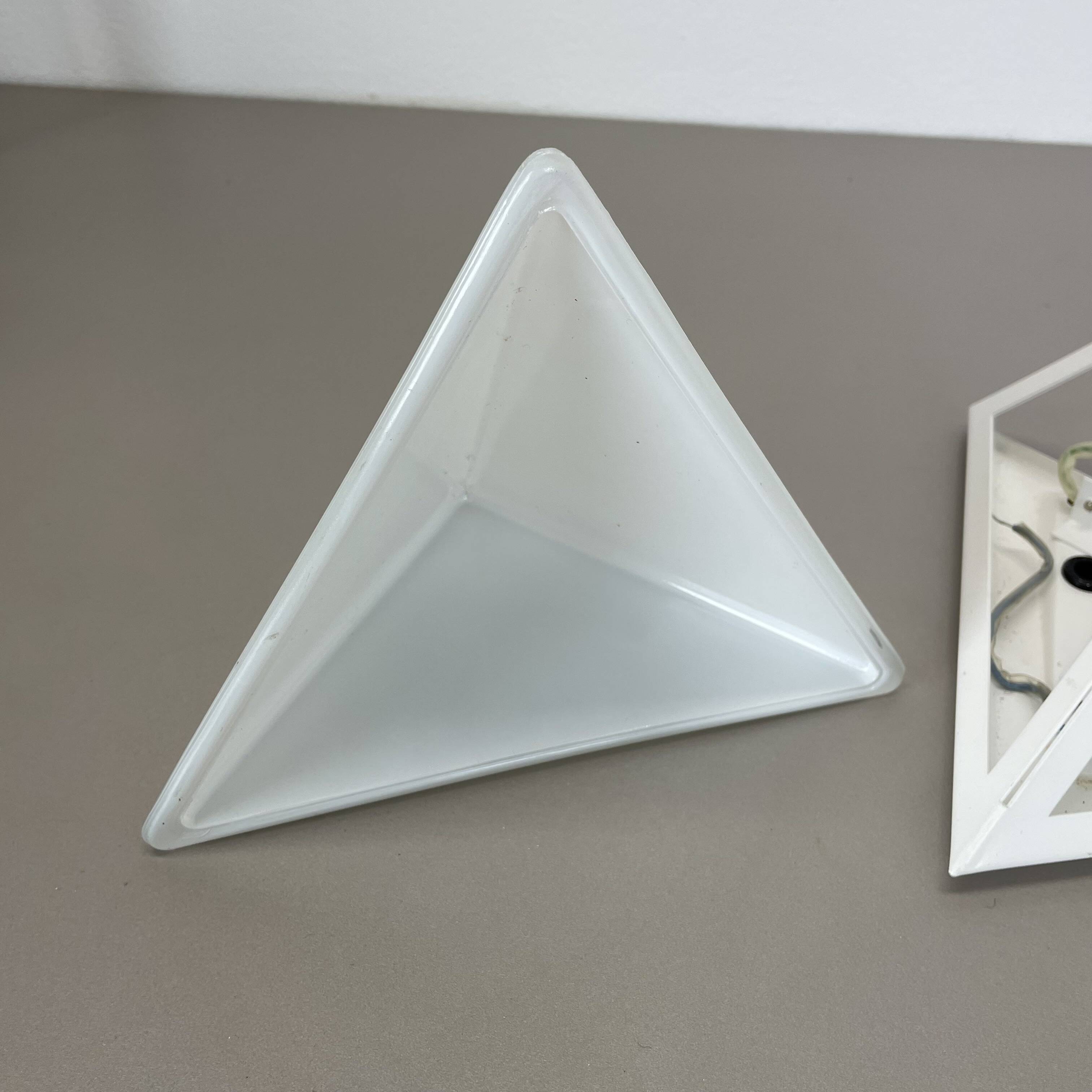 Original cubic satin white glass wall light by glashütte limburg, germany 1980s