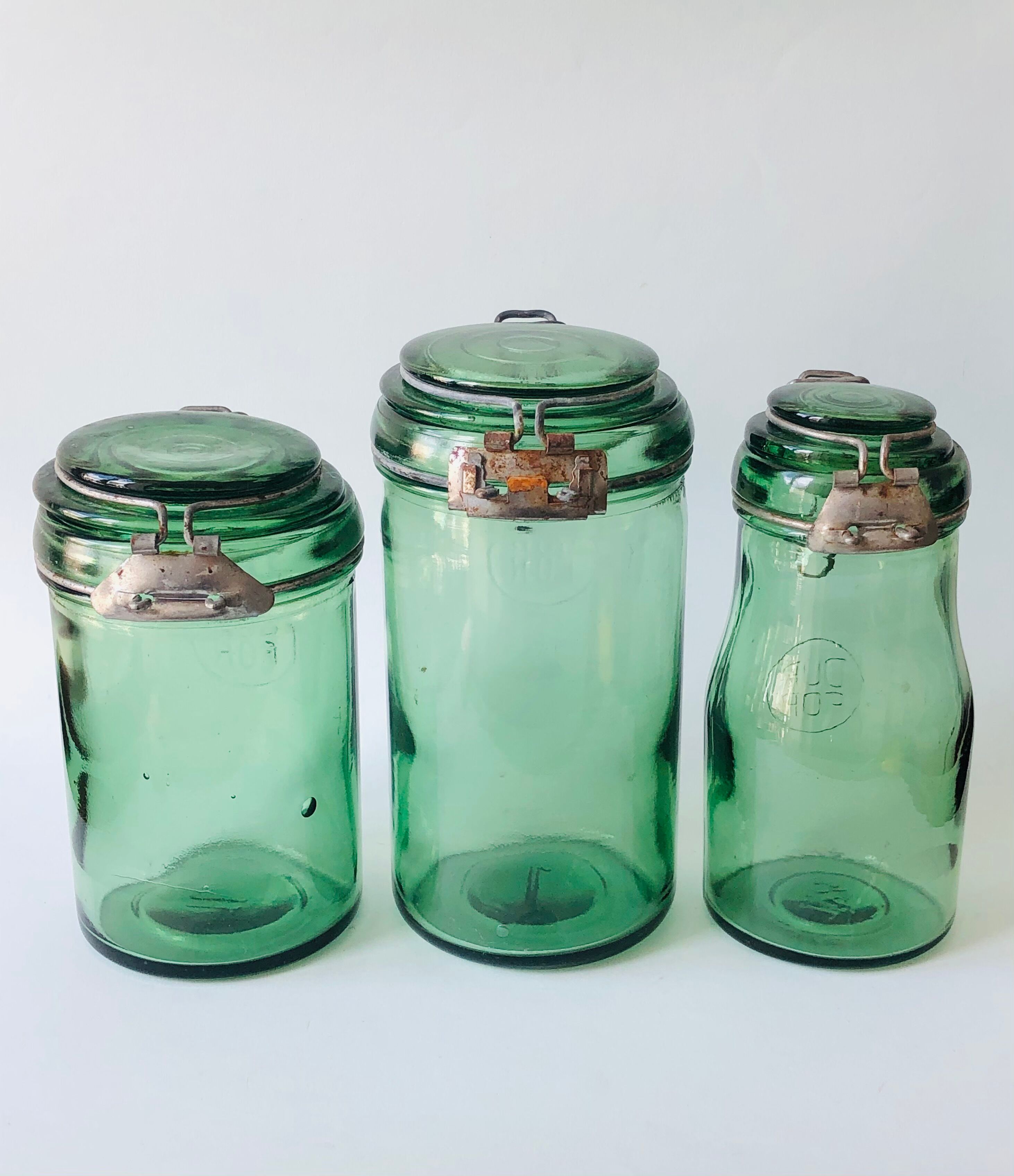 Trio of Durfor glass jars