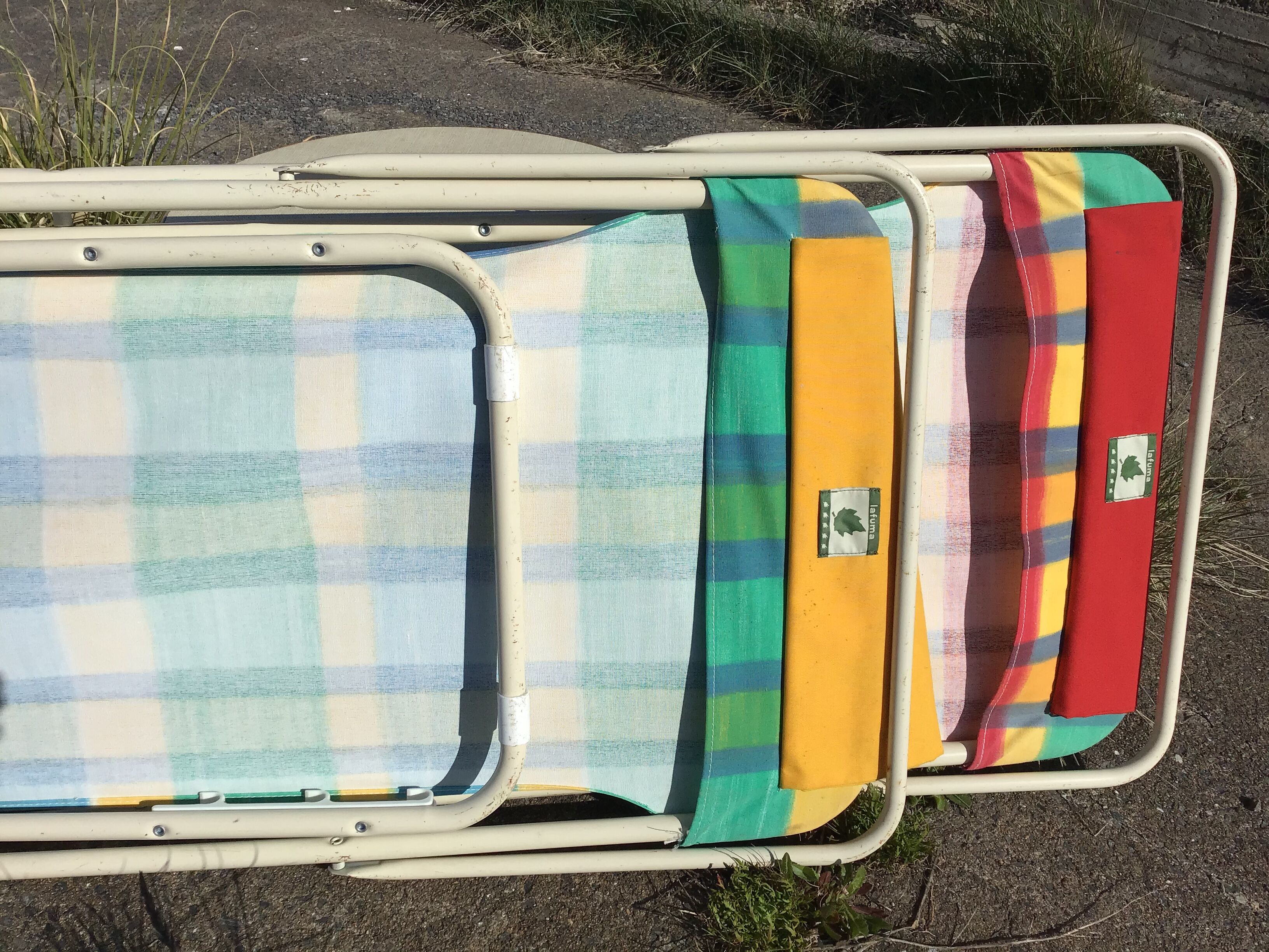 Pair of vintage Lafuma sunbeds