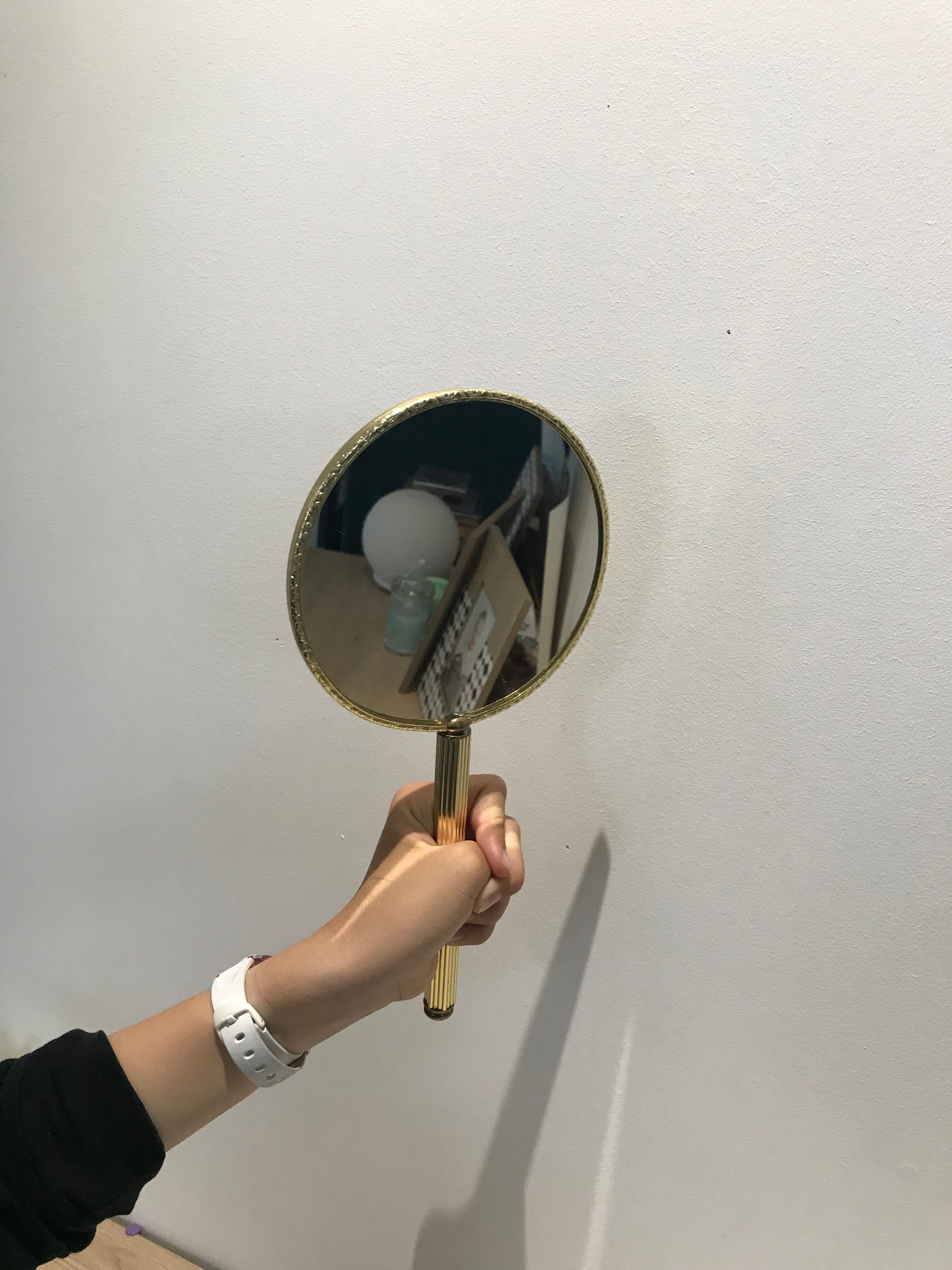 Round hand mirror art deco style 14cm