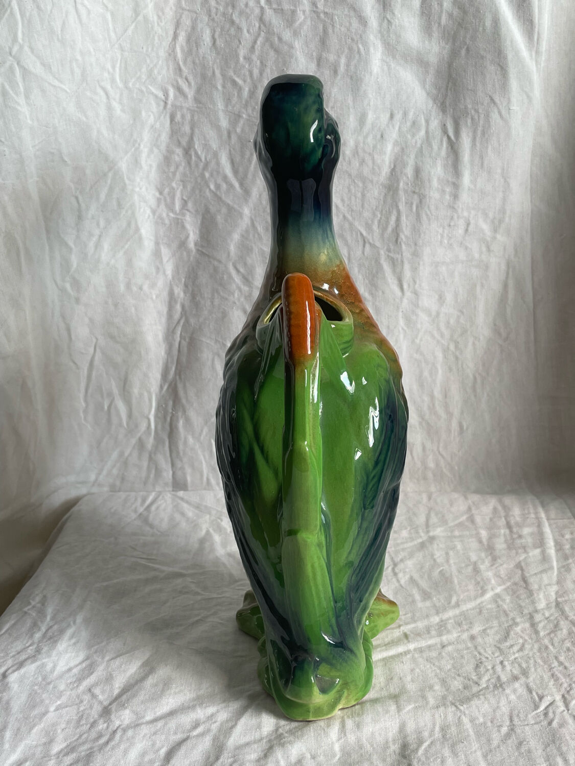 Majolica pitcher Mallard duck, circa 1900s