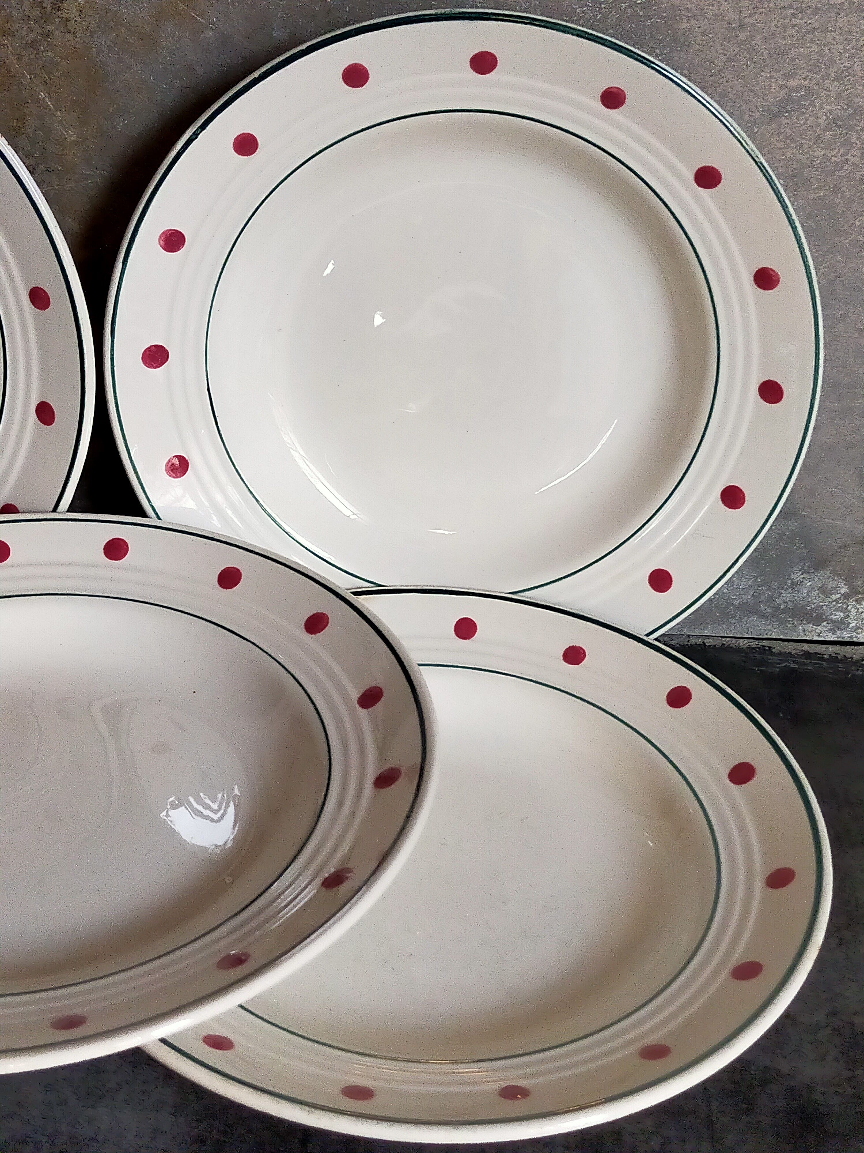 Five plates Céranord Saint-Amand "Brocatelle" vintage
