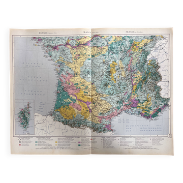 Old map of France Southern Part — Agricultural and Cultural Regions | V