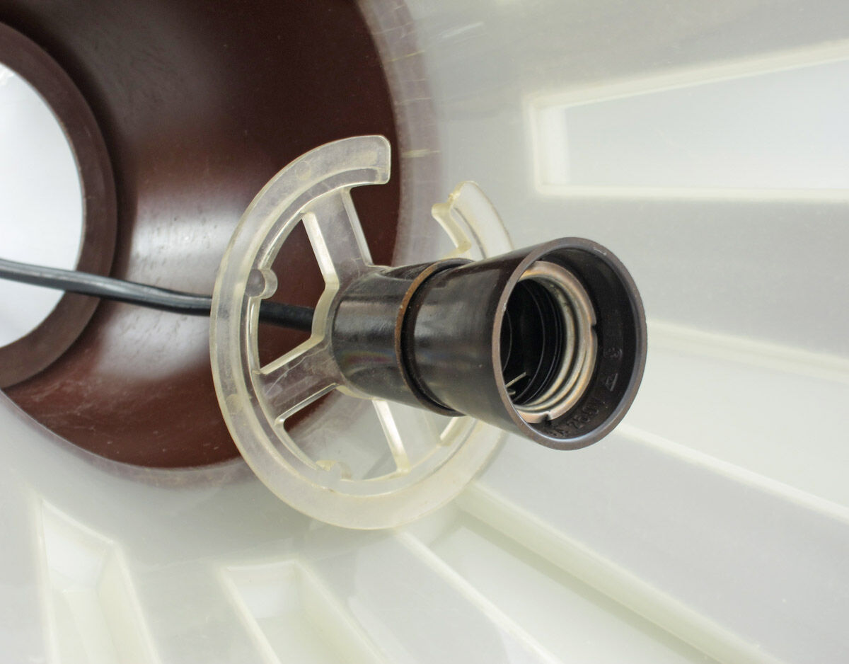 Vintage 1970s Space Age UFO Pendant Lamp | Brown White