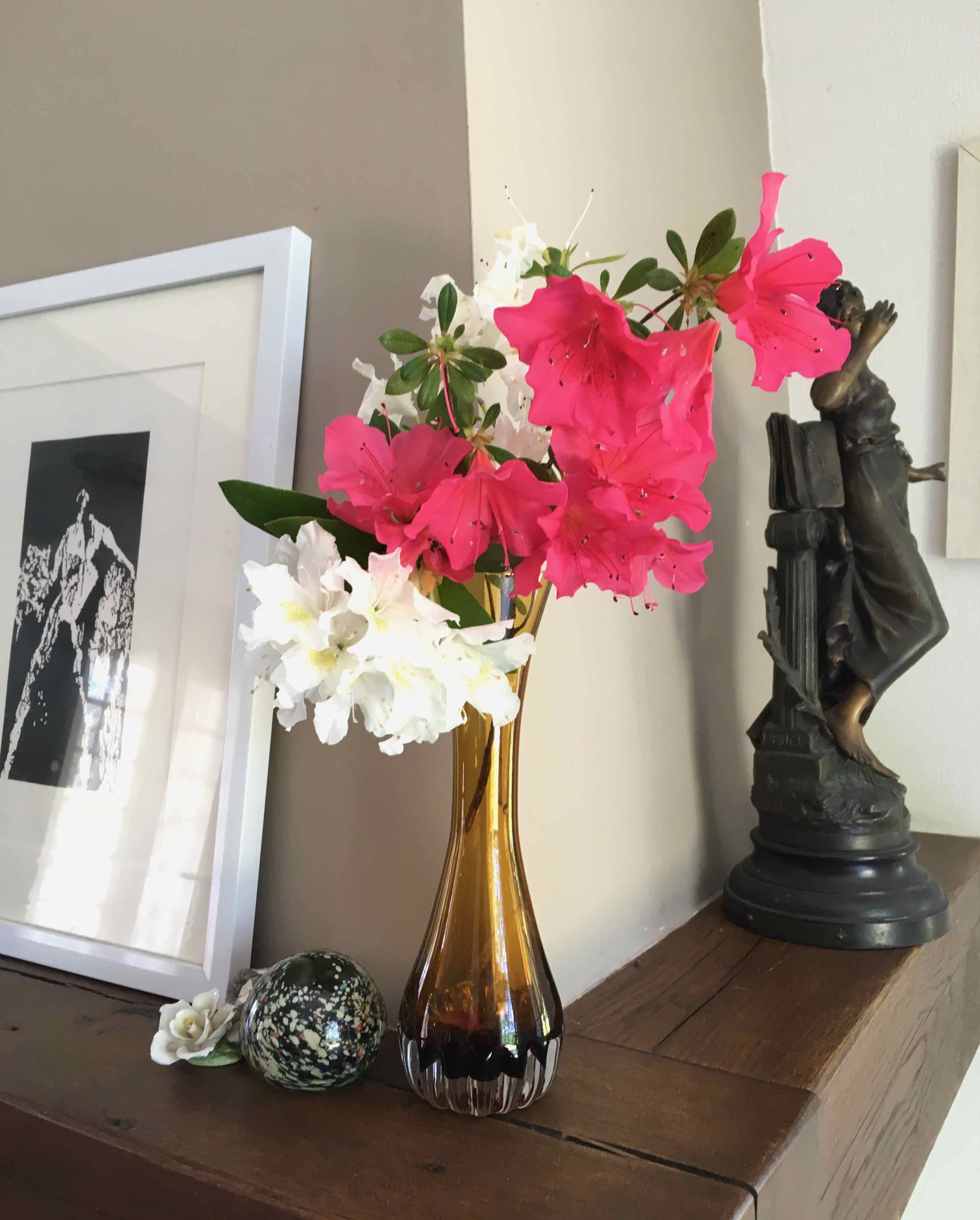 Vintage amber blown glass vase