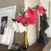 Vase verre soufflé ambre vintage