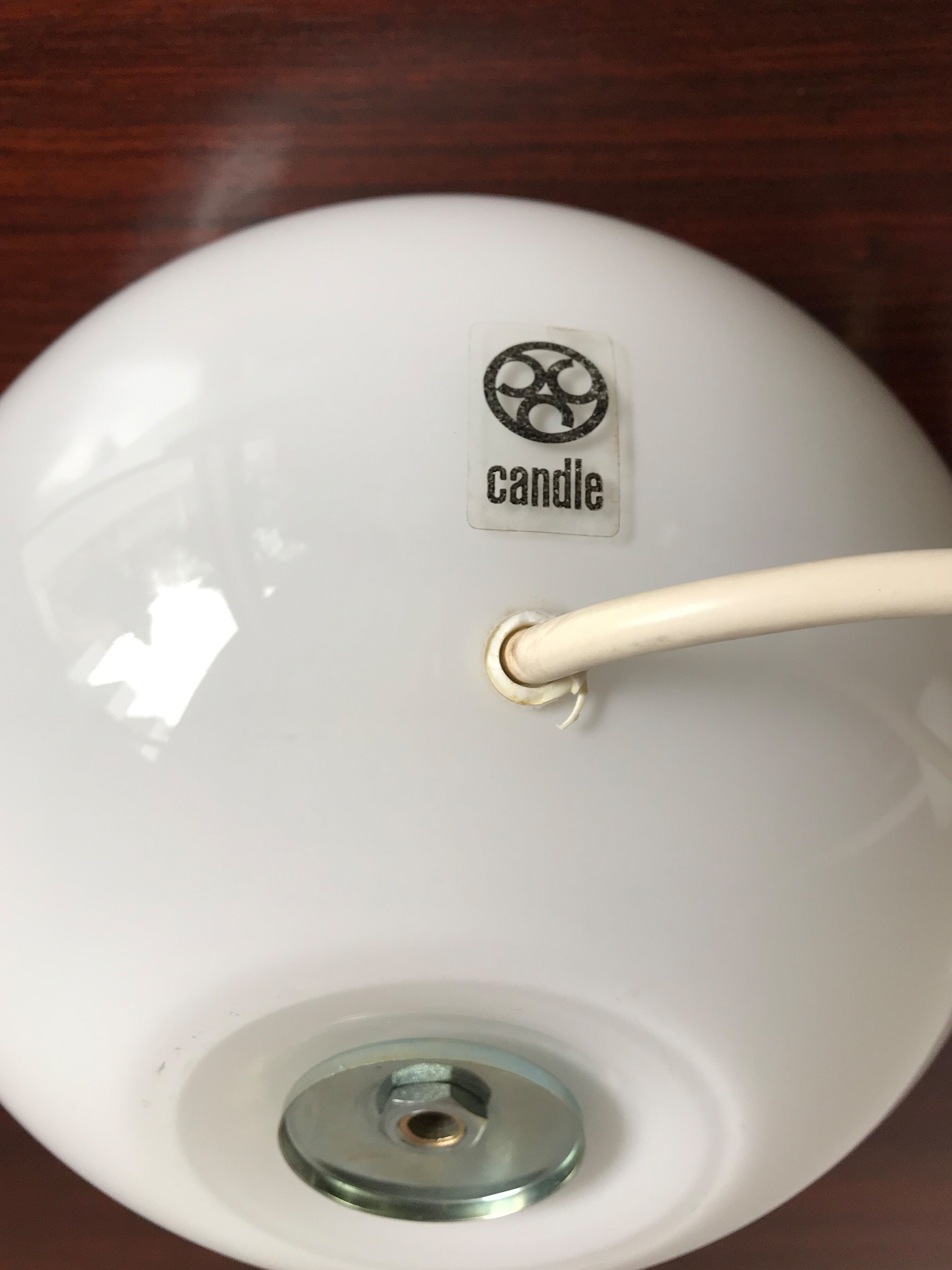 Daruma white glass bedside lamps by Sergio Asti for Candle, 1960s