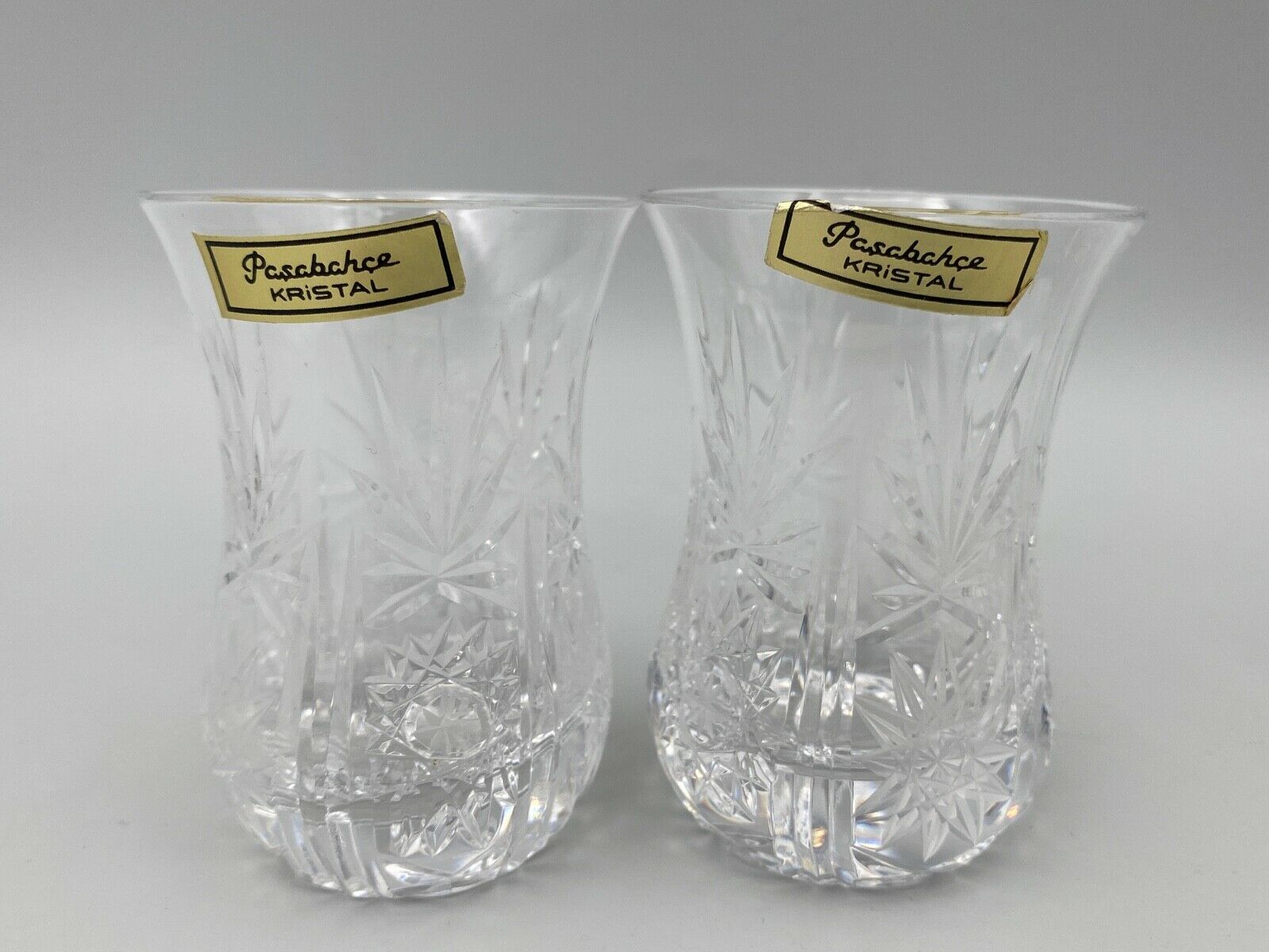 6 GLASSES A THE TURKISH CRISTAL PASBACHE UNDER CUP SPOONFULS JUMBO STAINLESS STEEL 18/8
