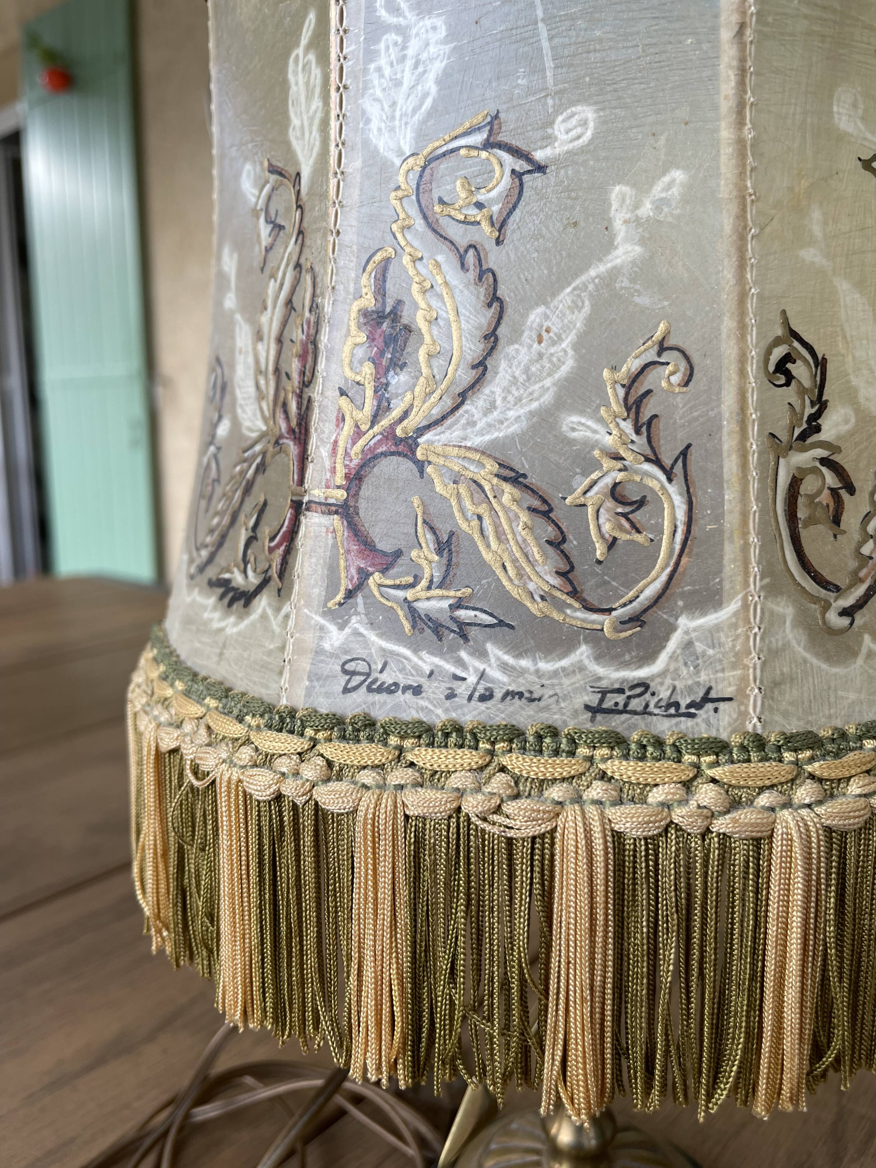 Fringed stretched skin lamp