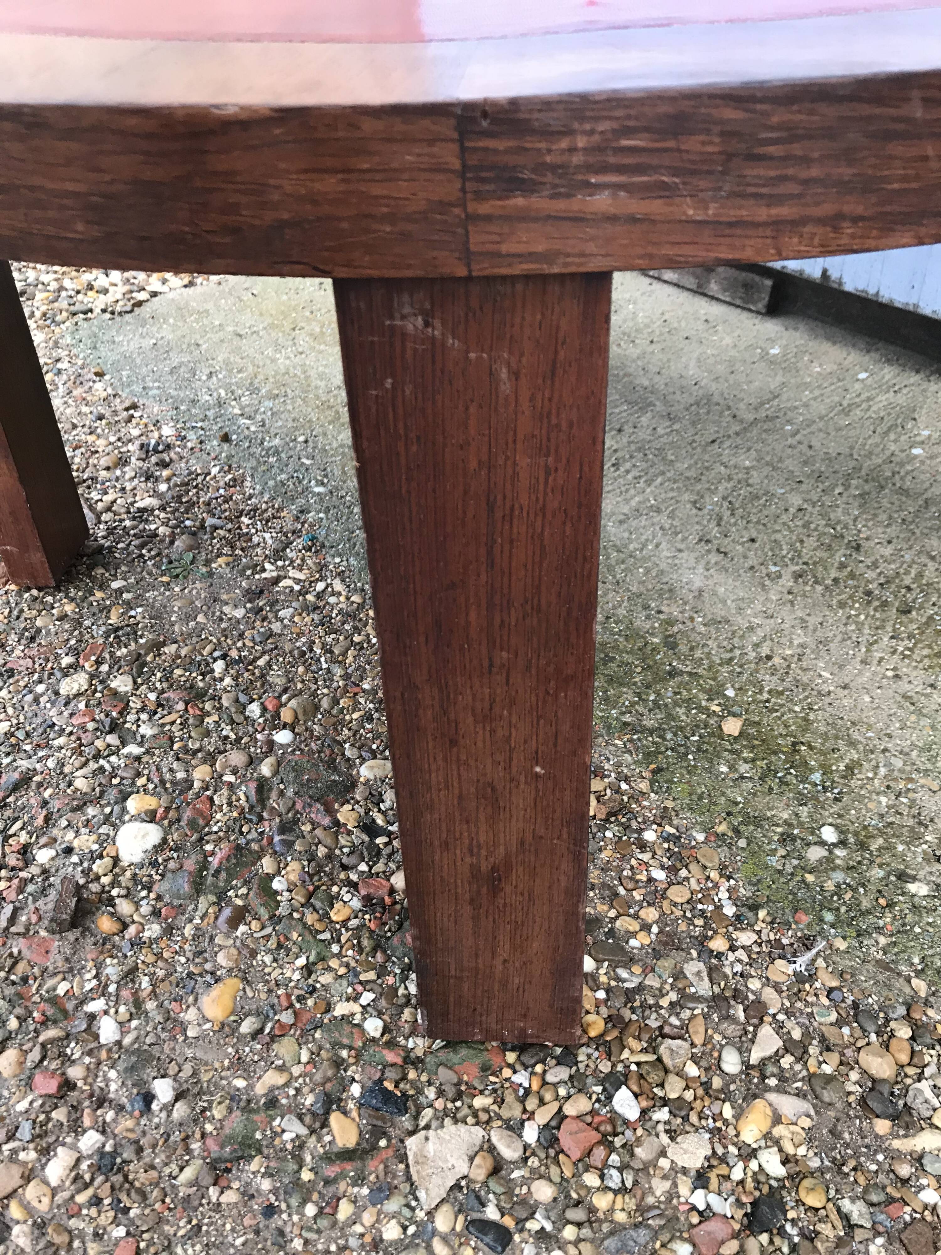 Coffee table oak and leather 1950
