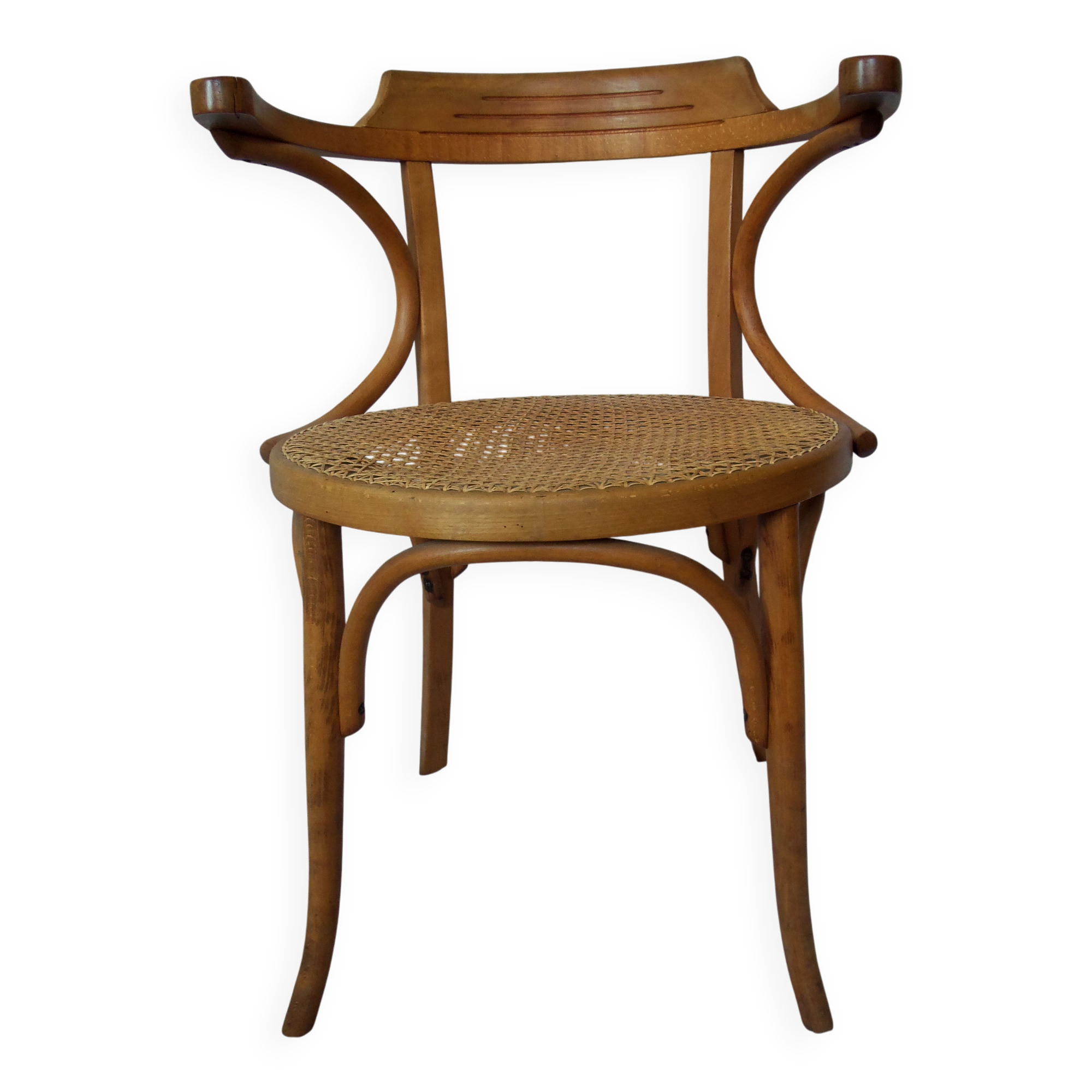 Curved beech cane office chair