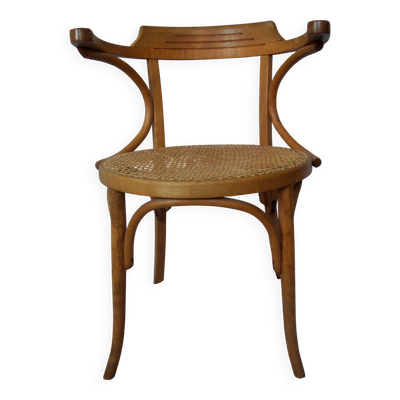 Fauteuil de bureau canné hêtre courbé