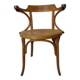 Curved beech cane office chair