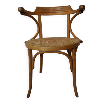 Curved beech cane office chair