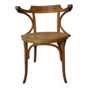 Curved beech cane office chair