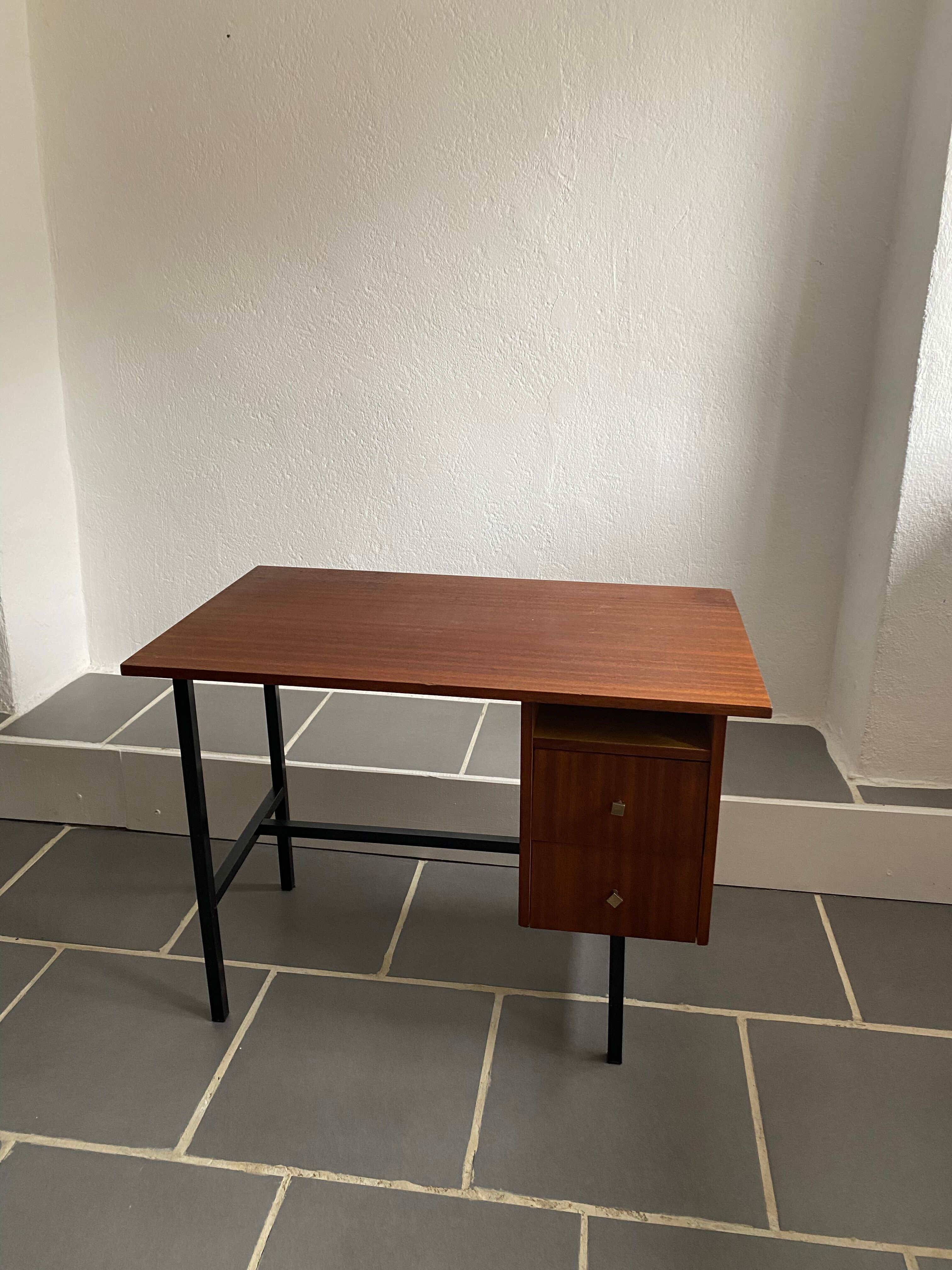 Vintage wood and metal desk 60s