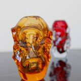 Vase en cristal fait main moderne du milieu du siècle en orange vif, Börne Augustsson