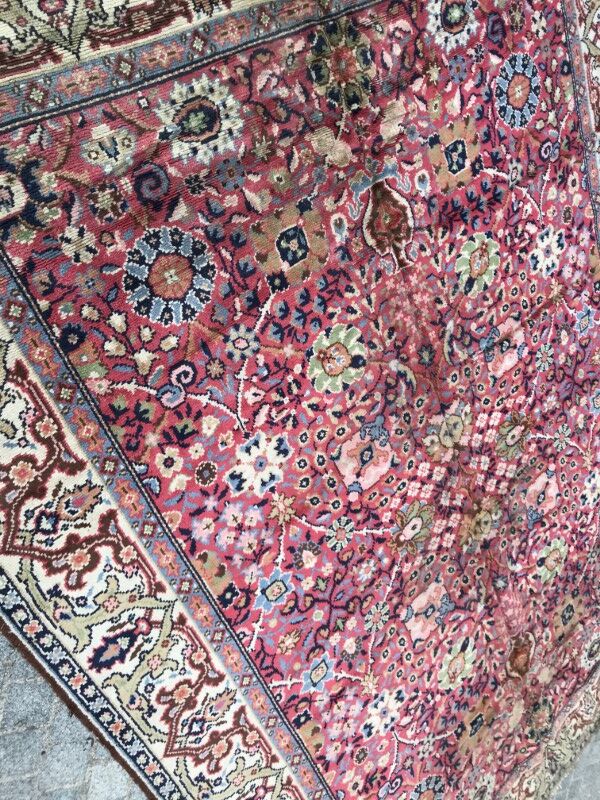 Old french carpet knotted 253 x 353 cm