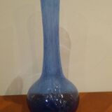 Très Joli Soliflore En Verre Bullé Violet Signé Biot