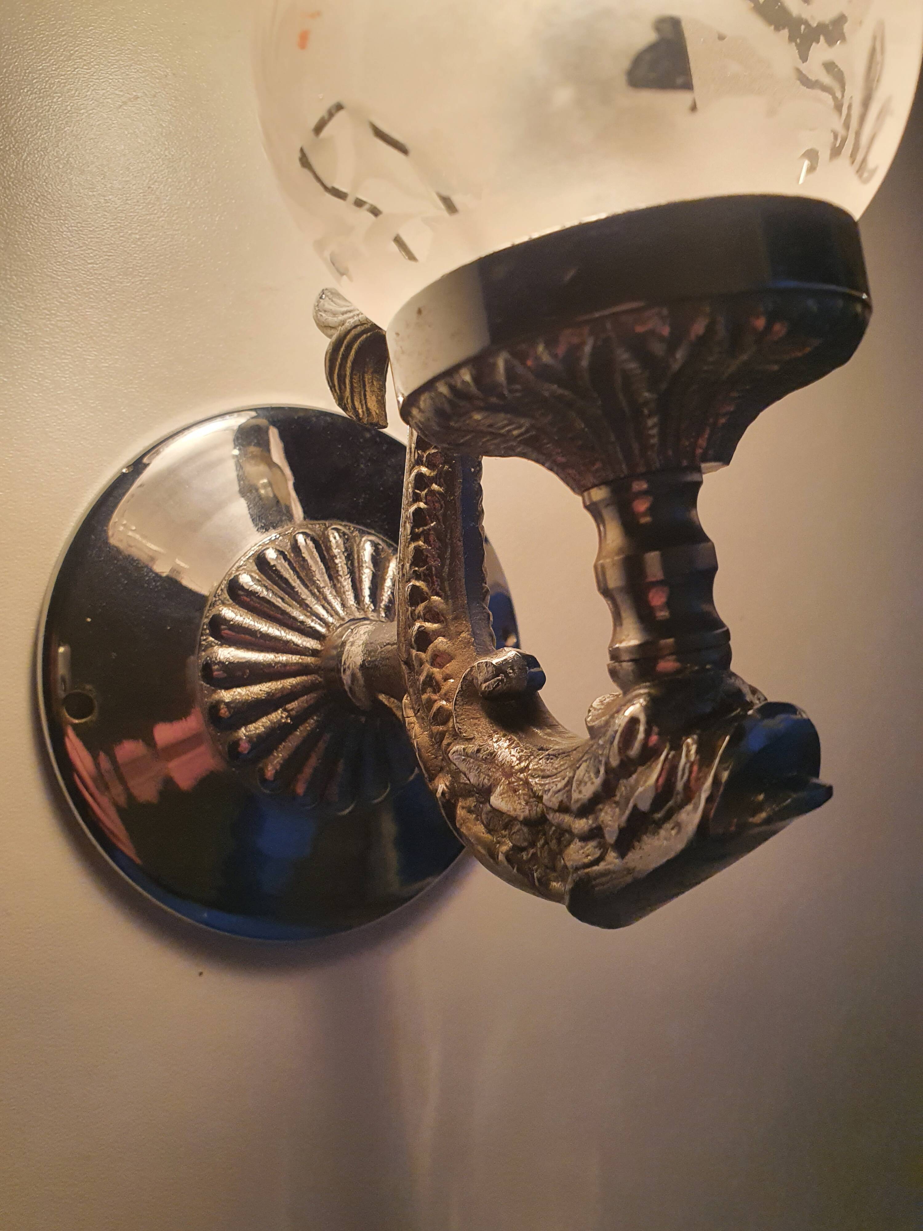 Pair of vintage chrome wall sconces