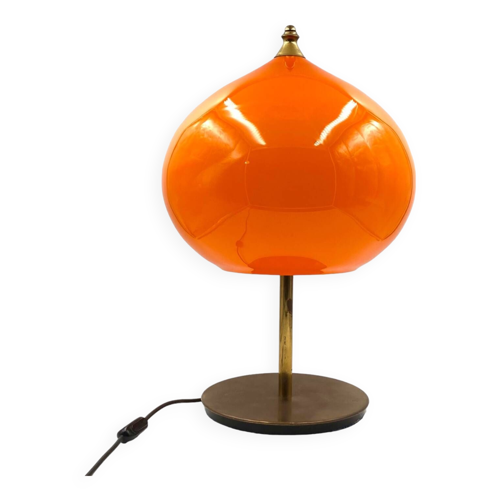 Mid-century modern orange glass Table lamp, Vistosi Italy, 1960s